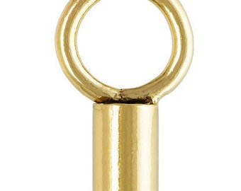 14Kt Gold Filled Crimp Endcap W/Ring 1.4mm Inside Diameter  - 10pcs High Quality Made in USA (13617)/1