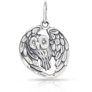 Sterling Silver Realistic Owl Pendant 22.5x15.5mm 1pc 6422/1 image 2