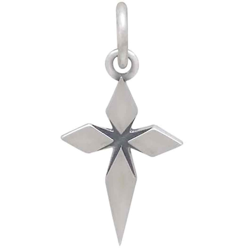Sterling Silver Layered North Star Charm 20x10mm 1Pc Wholesale Price 13650/1 image 2