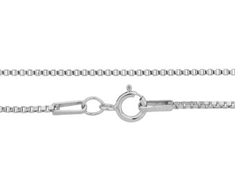 925 Sterling Silver 1mm 22 Inch Box chain with spring ring clasp - 1pc Finished Box Chain (3109)/1