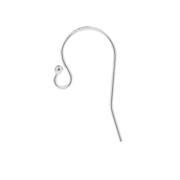 Ear Wire, Ball End French Hook, Sterling Silver, 20x11.5mm - 25pairs  - 20% discounted (3301)/5
