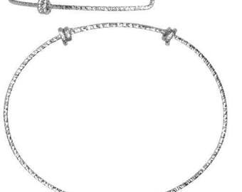 Adjustable Sparkle Bangle Sterling Silver 8.0 - 9.5" 1.65mm - 1pc (11035)/1