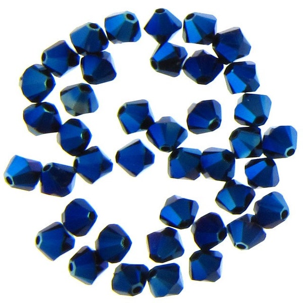 CLEARANCE: Swarovski 5328 4mm Crystal (001) Metallic Blue Xilion Bicone Beads Whole sale price - 1 Gross (2512) - FREE Second Shipping