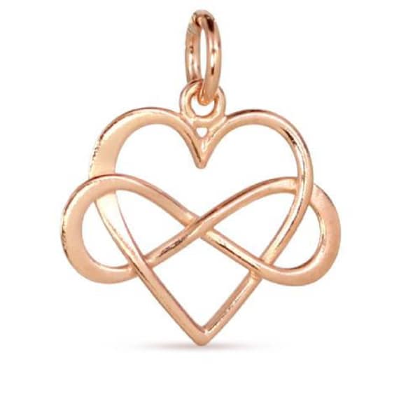 18Kt Rose Gold Plated Sterling Silver Infinity Heart 18x16mm - 1 Pc Wholesale Price (11541)/1