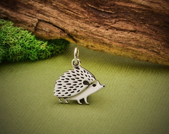 Sterling Silver Hedgehog Charm 16x14mm - 1pc  (13403)/1