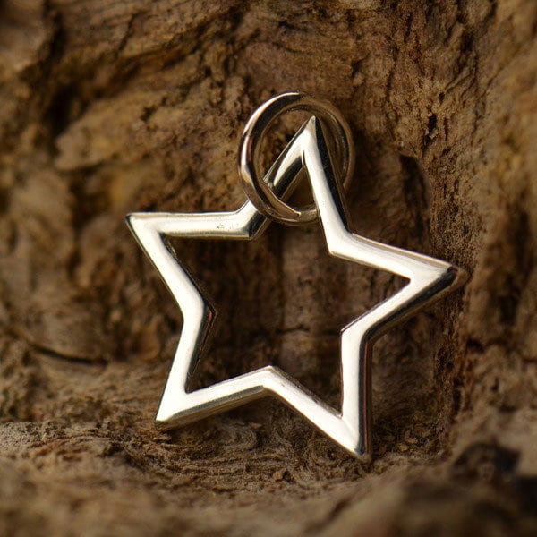 Sterling Silver 14x12mm Open work Star Charm With Soldered Jump ring - 1pc  20% discounted (5350)/1