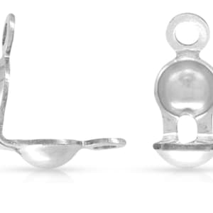 Double-Cup Bead Tip, Knot Covers, Fold Over Crimp Bead, Bead Covers, Clamshell Sterling Silver, 0.036&quot; Hole w/2 Rings - 20pcs (6268)/1