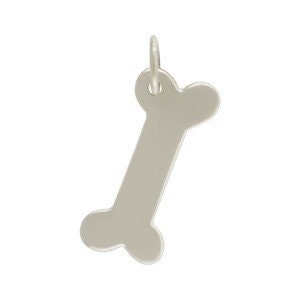 Sterling Silver 17x8mm Dog bone stamping charm with closed jump ring 1pc 3024/1 image 2