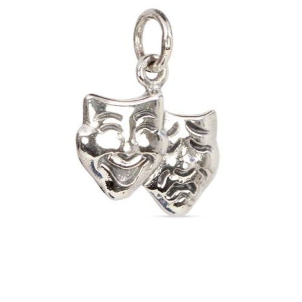 Charm Theater Mask Sterling Silver 16.5x12mm - 1pc High Quality Shiny (10865)/1