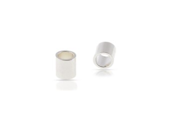 Crimps, Beads, Sterling Silver, 2x2mm, 1.5mm Inside Diameter - 100pcs  (2040)/1