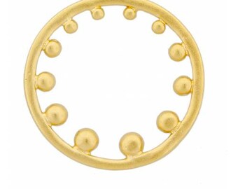 24Kt Gold Plated Sterling Silver 14 x 14mm Circle Link With Graduated Granulation  - 1pc High Quality 15% discounted (4381)/1