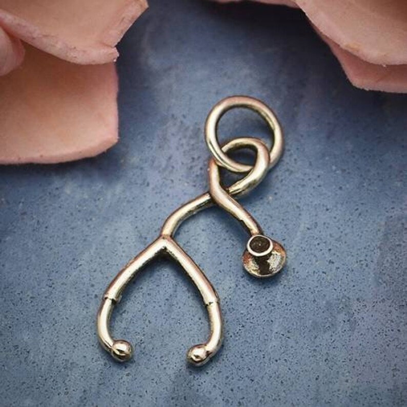 Sterling Silver Stethoscope Charm 20x11mm 1Pc Wholesale Etsy