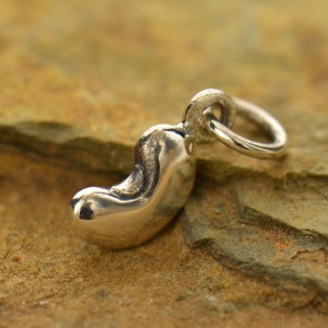 Dije de frijol de plata esterlina de 13,7 x 5 mm - 1 pieza 10% de descuento Dijes brillantes de alta calidad (5958)/1