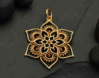 Bronze Openwork Lotus Mandala Pendant 31x22mm  - 1pc  (13861)/1