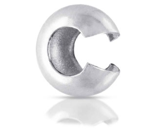 Crimps, Crimp Covers, Sterling Silver, 3.2mm - 20pcs (2036)/1