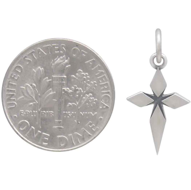 Sterling Silver Layered North Star Charm 20x10mm 1Pc Wholesale Price 13650/1 image 3