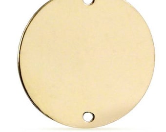 Stamping Disc, 2-Hole Round Blank, 14Kt Gold Filled, 9mm 24 Gauge - 2 Pcs Wholesale Price (11600)/1
