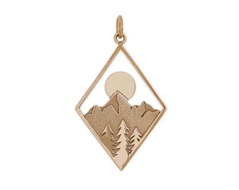Bronze Mountain Charm in Diamond Frame 33x20mm - 1Pc (4480)/1