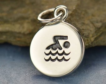 Sterling Silver Swimmer Charm 16x10mm - 1 Pc (12772)/1