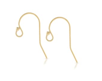 Alambre para pendientes, gancho francés con bola, chapado en oro de 14 kt, 20 x 11,5 mm - 5 pares (2212)/1