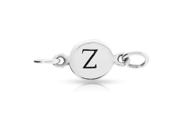 Sterling Silver small letter disc Link Alphabet 'Z' charm Letter charms   - 1pc 10% discounted Stamped charms links (5905)/1