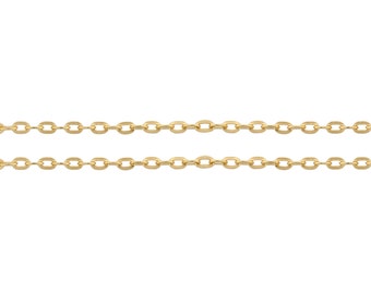 14Kt Gold Filled 1.8x1.2mm Drawn Flat Cable Chain - 5ft Strong and Shiny Made in USA 10% discounted  wholesale quantity (6581-5)/1