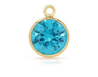 14Kt Gold Filled 6,0 mm Aqua Blau CZ Lünette Tropfen Charm - 1 Stück Hohe Qualität 15% Rabatt (5855) / 1