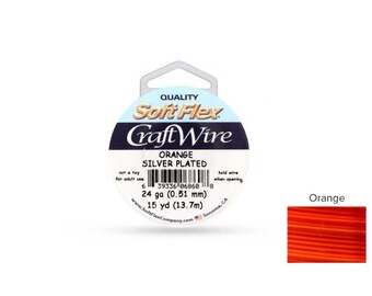 Craft Wire Soft Flex 24gauge Silver Plated Orange 15yards  - 1 Spool  Wholesale Price (4707)/1