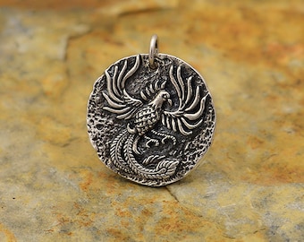 Sterling Silver Ancient Coin Charm -Phoenix 22x20mm - 1Pc (14507)/1