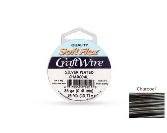 Craft Wire Soft Flex 26gauge Silver Plated Charcoal 15yards  - 1 Spool Wholesale Price (4687)/1