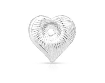 Sterling Silver 8.8mm Dapped Heart Charms with 0.5mm hole in the center - 5pcs Made in USA (3930)/1