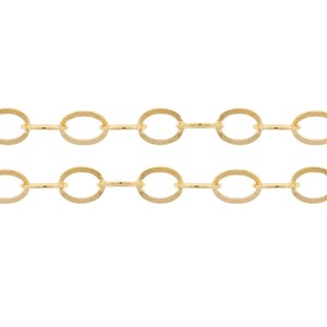 4mm Cable Chain, 14kt Gold Filled, 5x4mm, Flat Cable Chain 5ft 2322-5/1 image 1