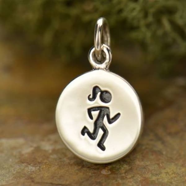 Sterling Silver Runner Charm 16x10mm - 1 Pc Wholesale Price (12773)/1