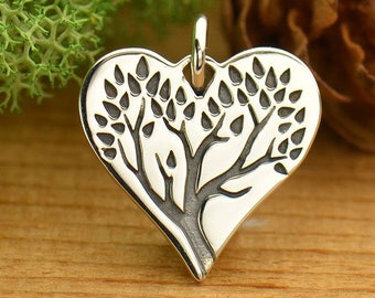 Sterling Silver Tree of Life Charm on Heart 16x13mm  - 1pc  (13706)/1