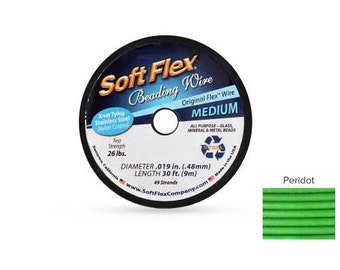 Soft Flex Beading wire 49 strand 0.019 Inch 30ft length - 1spool  Peridot  Wholesale Price (4617)/1