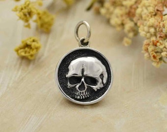 Sterling Silver Shadow Box Skull Charm 18x12mm  - 1pc  (13757)/1