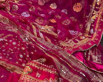 Zardosi Jamdani Saree: Handwoven 84 Count, Hot Pink Magenta - Etsy