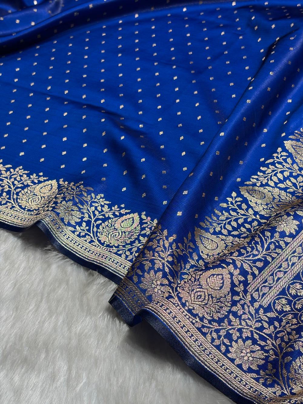 Ultra Light Weight Satin Silk Boota in Cross Royal Blue Shades - Etsy