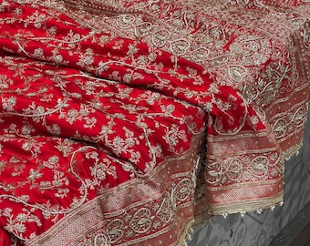 Red Banarasi Zardosi Jaal Saree
