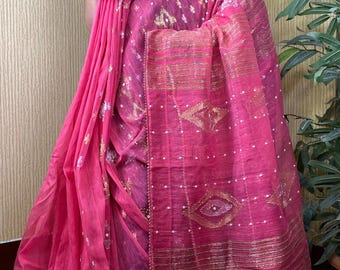 Zardosi Jamdani Saree:  Misty Pink.  Bridal Party Wear