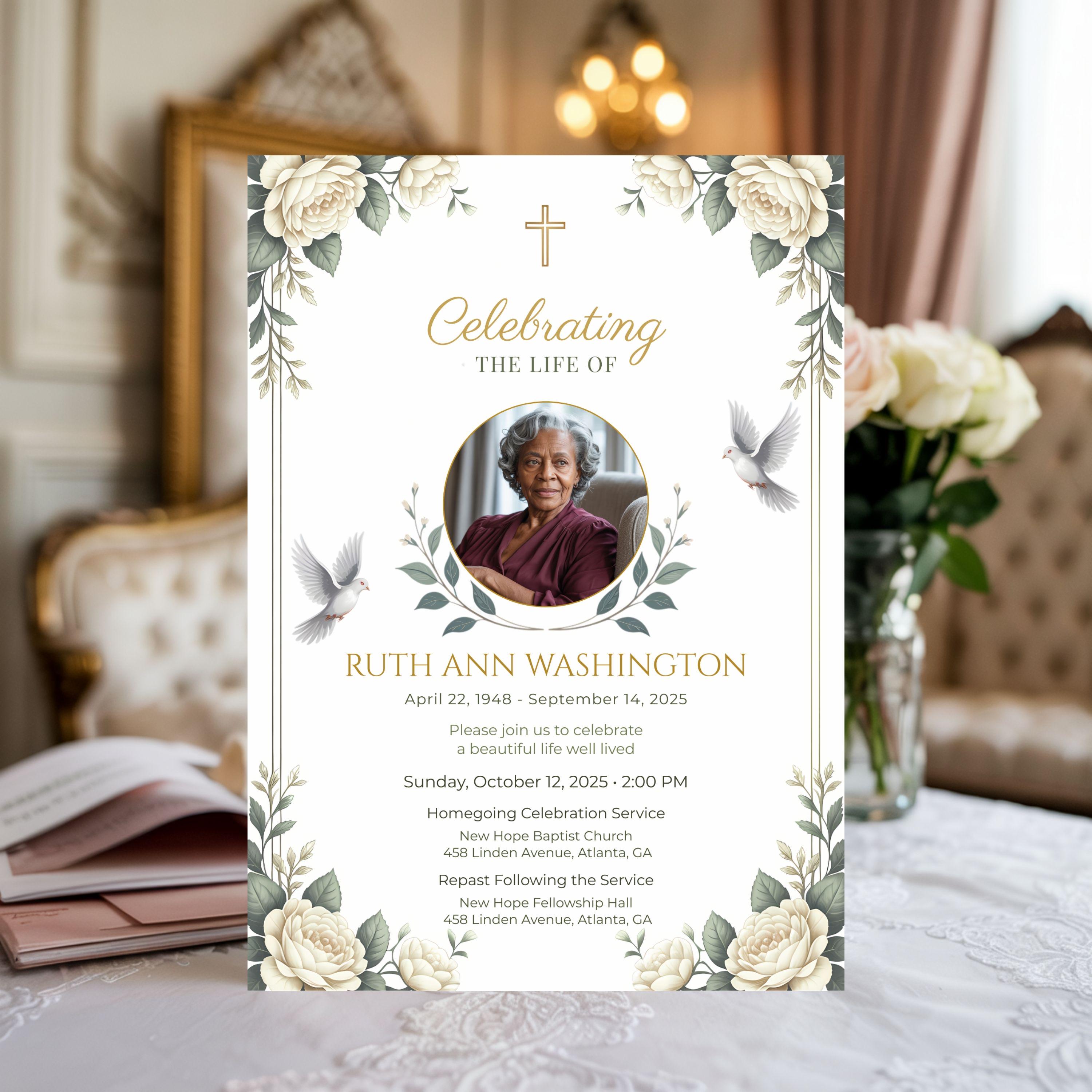 Elegant Celebration Of Life Announcement Pictures
