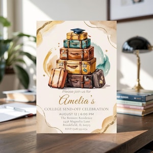 College Send Off Invitation: Editable Going Away Party Card, Graduation Canva Template, Digital Download