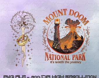Descargar anillo LOT del Parque Nacional del Monte del Destino (PNG), camiseta con monumento volcánico, Middle Somewhere (PNG), lectura de fantasía del Señor Oscuro