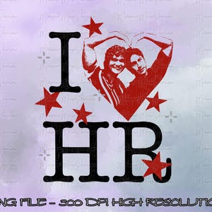 May include: A digital graphic with the text "I HR" in black, with a red heart shape formed by two people. Red stars are scattered around the text and heart. The bottom of the image reads "PNG FILE - 300 DPI HIGH RESOLUTION."