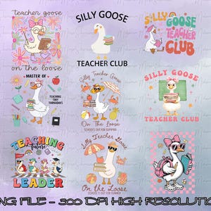 Silly Goose Teacher Club Png, Silly Goose Png, Floral Teacher Shirt Png, Back to School Shirt Design, Back To School Teacher Png,Funny Goose