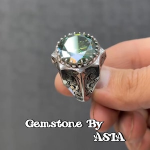 Green Moissanite Mens Brilliant Diamond Engagement Handmade Ring Sterling Silver 925 Man Diamond Ring Band Diamond Jewellery Bold Gift Ring