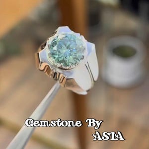 Green Moissanite Mens Brilliant Diamond Engagement Handmade Ring Sterling Silver 925 Man Diamond Ring Band Diamond Jewellery Bold Gift Ring