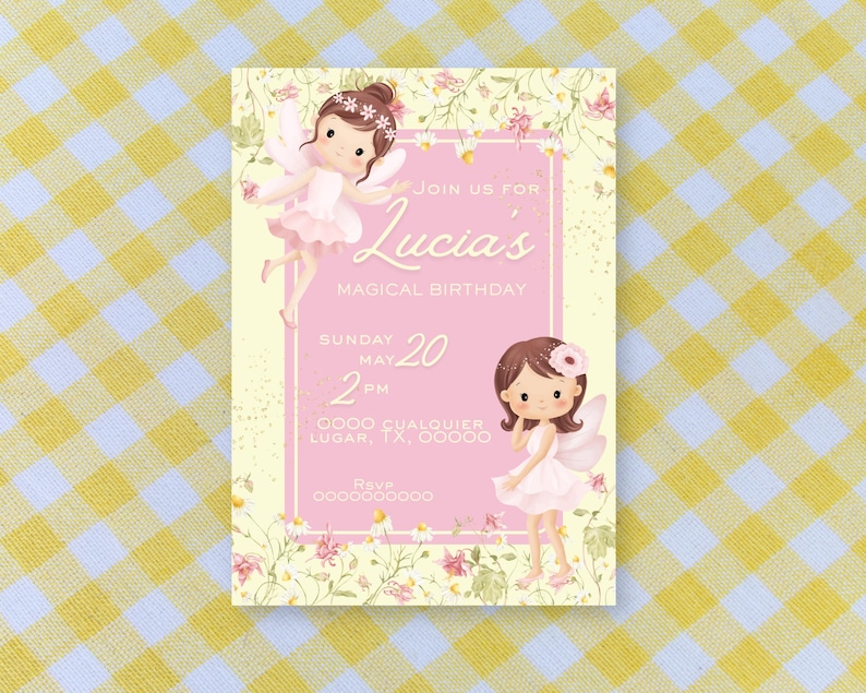 Editable Fairy Birthday Invitation, Pink Floral Enchanted Party Invite ...