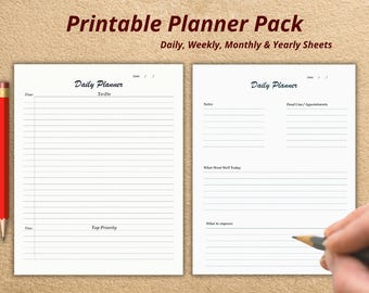 ミニマリストプランナーバンドル：日次、週次、月次、年次（印刷可能＆編集可能なテンプレート）