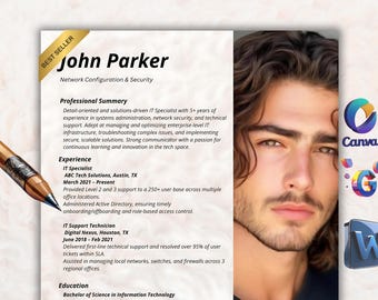 ATS対応履歴書テンプレート：プロフェッショナルな履歴書、カバーレター、推薦状（CanvaとMS Wordで編集可能）